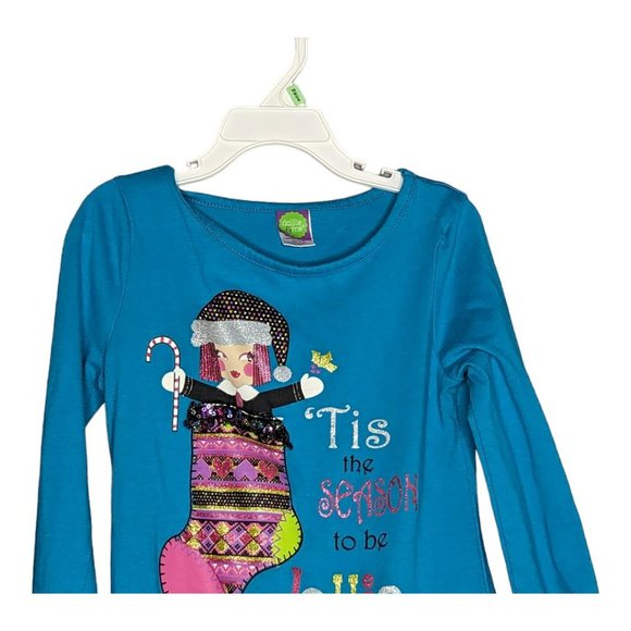 Dollie & Me Blue & Black Long Sleeve Dress Size 8 - Picture 9 of 11